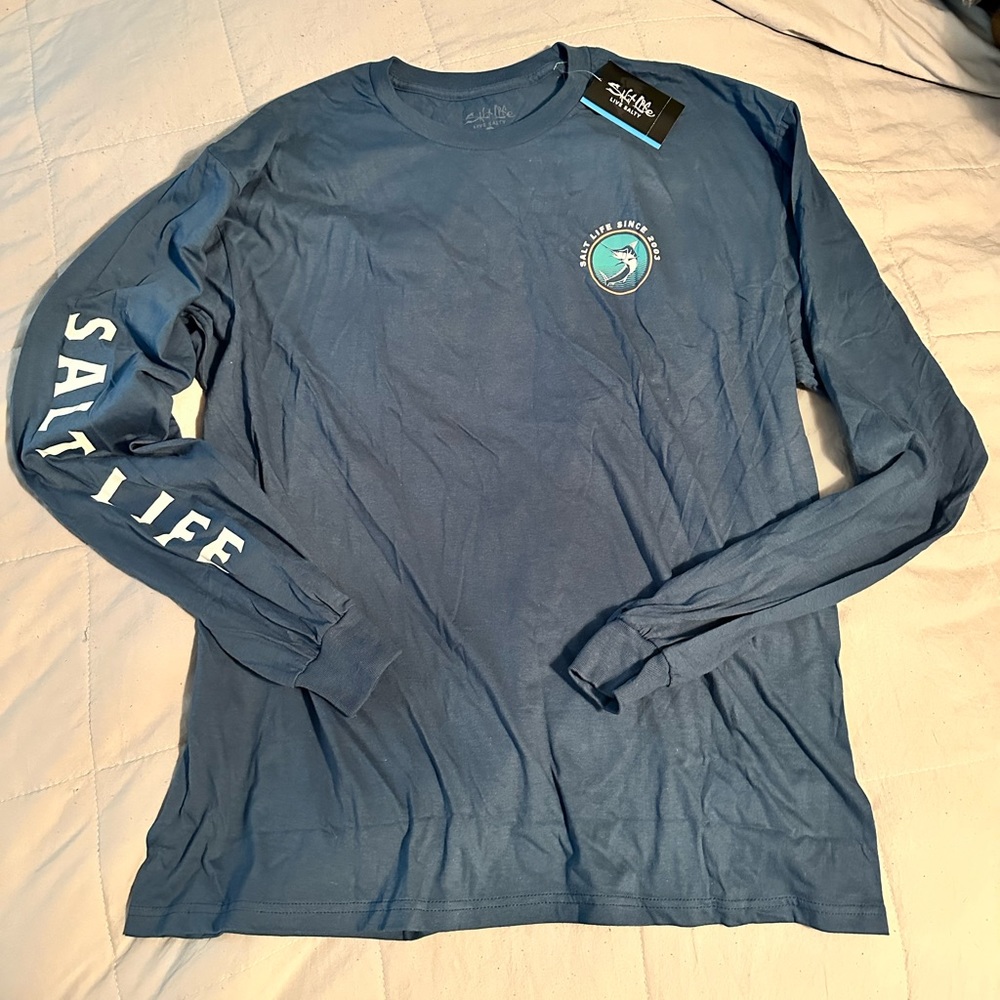NWT salt life long sleeve tee XLG navy blue